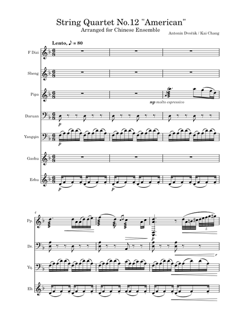 String Quartet No.12, Op.96 (“American”), arr. Chinese ensemble, mvt II. Lento