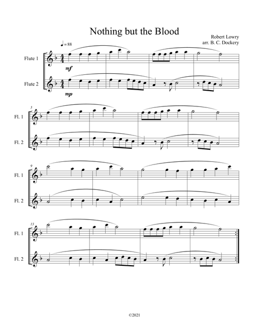 Nothing but the Blood (flute duet) (Arr. B. C. Dockery) - Robert Lowry (Flute Duet)
