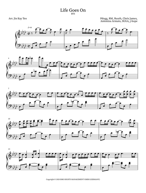Life Goes On (Arr. Jin Kay Teo) - BTS (Piano Solo)