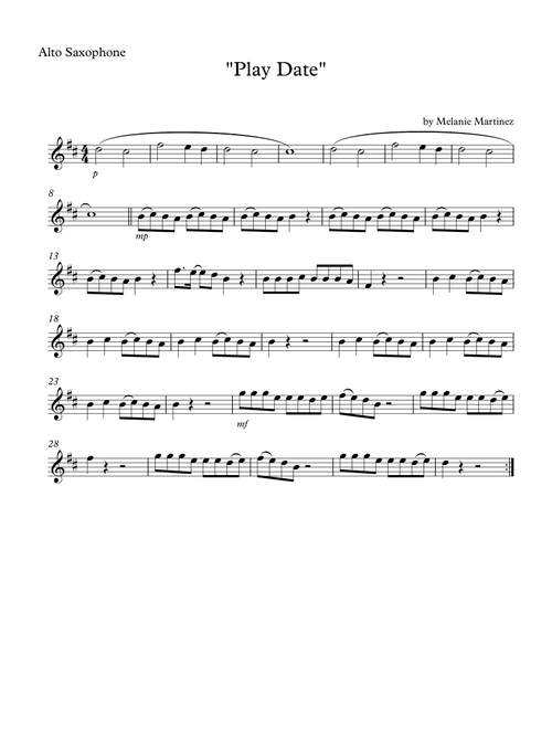 Play Date (Arr. SongBird Music) - Melanie Martinez (Alto Sax Solo)