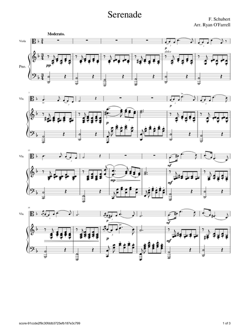 Schubert's Serenade arranged for viola and piano