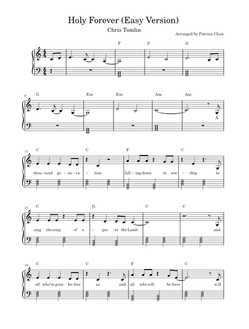 Holy Forever – Chris Tomlin Easy Version