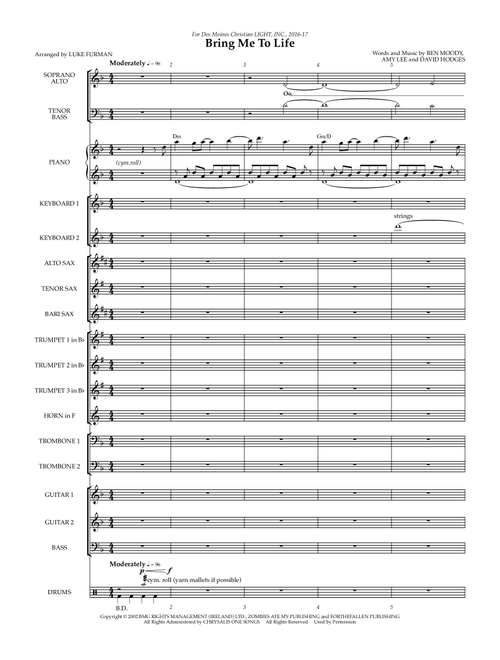Bring Me To Life (Arr. Luke Furman) - Evanescence (Large Ensemble)