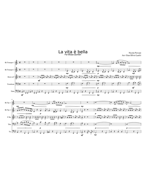 La Vita e Bella for Brass Quintet