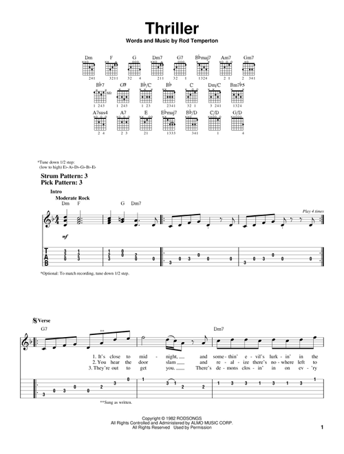 Thriller - Michael Jackson (Easy Guitar with TAB)