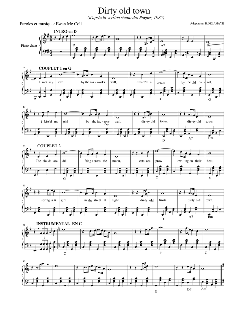 dirty-old-town-sheet-music-for-piano-violin-guitar-bass-guitar