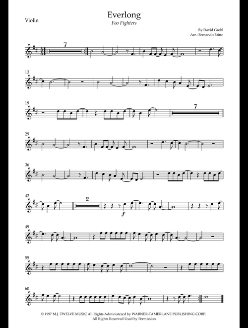 Everlong (Arr. Fernando Britto) - Foo Fighters (Violin Solo)