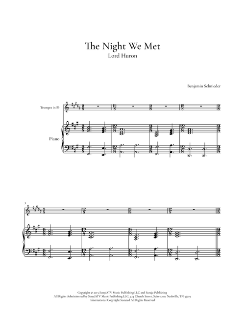 The Night We Met (Arr. Phee) - Lord Huron (Trumpet and Piano)