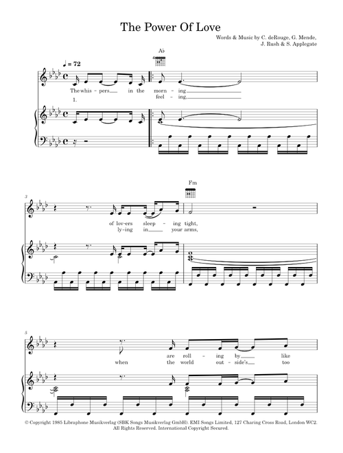 The Power Of Love - Celine Dion, David Foster, Jennifer Rush (Piano-Vocal-Guitar (Piano Accompaniment))