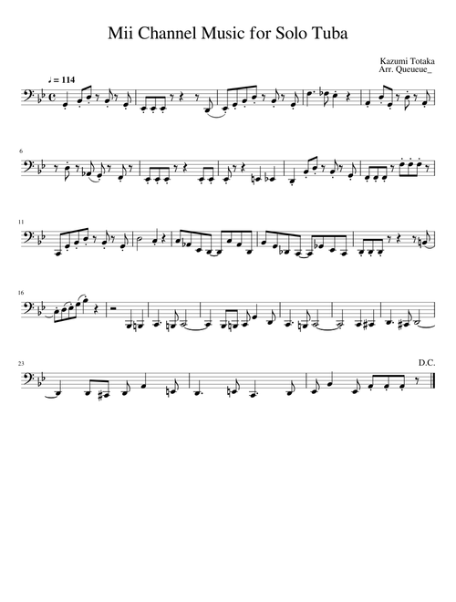 Mii Channel Music for Solo Tuba