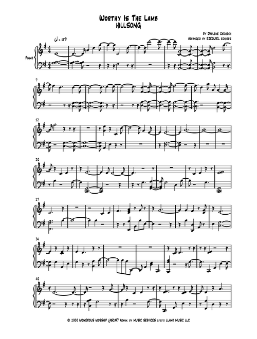 Worthy Is The Lamb (Arr. BY EZEQUIEL EDIÇÕES) - Hillsong Worship (Piano Solo)