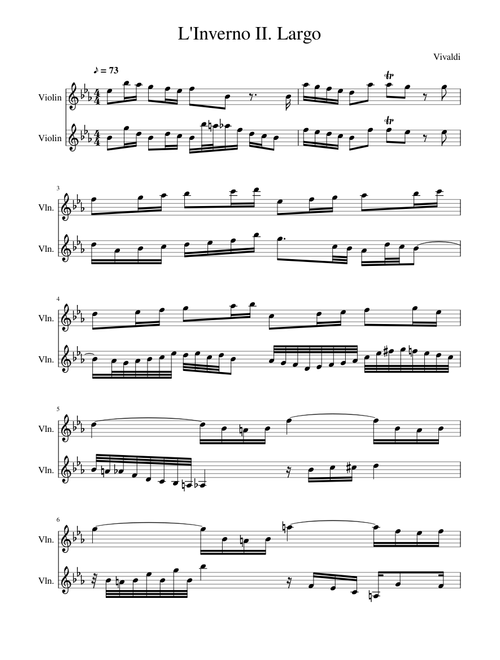 Vivaldi Winter Largo Violin Duet