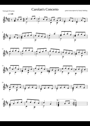 Carolan's Draught - Turlough O'Carolan Sheet Music for Harp (Solo