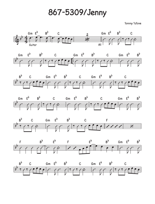 867-5309/jenny (Arr. David M Fagnant) - Tommy Tutone (Lead Sheet - Fake Book)