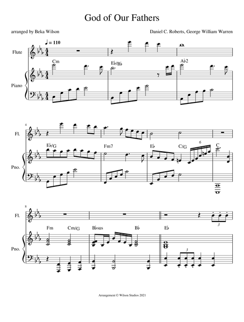 God of Our Fathers--flute solo (Arr. Beka Wilson) - Daniel C. Roberts, George William Warren (Flute and Piano)