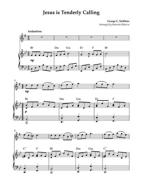 Jesus is Tenderly Calling (Arr. Kaiserin Rebecca) - George C Stebbins (Alto Sax and Piano)