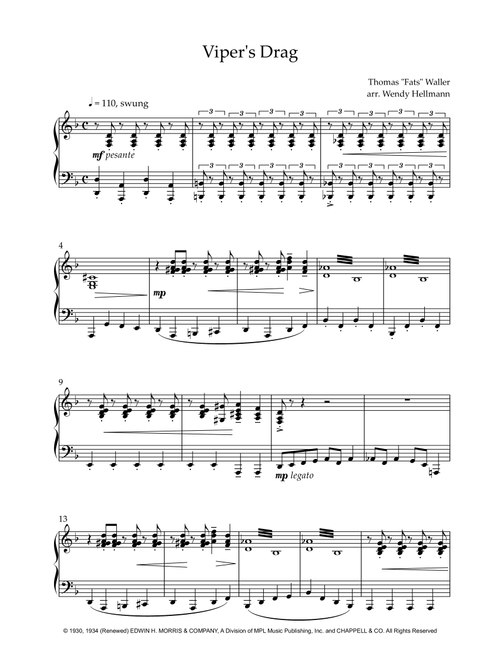 Viper's Drag (Arr. Wendy Hellmann) - Thomas "Fats" Waller (Piano Solo)