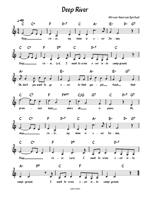 Deep RIver (Lead sheet with lyrics )