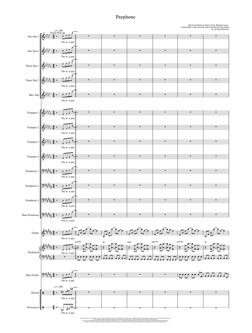 Payphone (Arr. Daryl McKenzie) - Maroon 5 Featuring Wiz Khalifa (Large Ensemble)