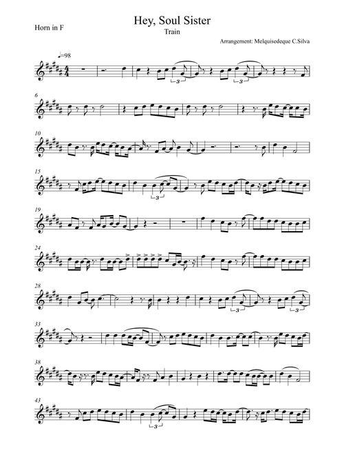 Hey, Soul Sister (Arr. Melquisedeque C.Silva) - Train (French Horn Solo)