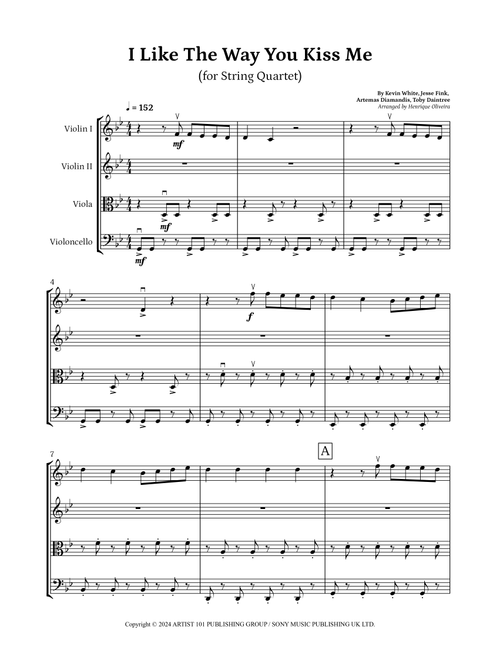 I Like The Way You Kiss Me (Arr. Henrique Oliveira) - Artemas (String Quartet)