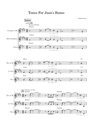 Tones for Joan's Bones - Chick Corea Sheet Music for Piano (Solo