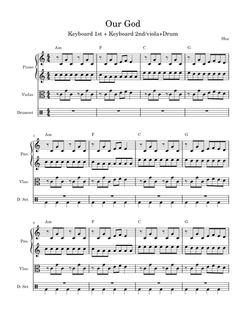 Our God – Chris Tomlin Our God Intro (piano, viola sets, drum)