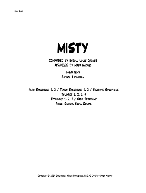 Misty (Instrumental Version) (Arr. Masa Nakano) - Erroll Louis Garner (Large Ensemble)