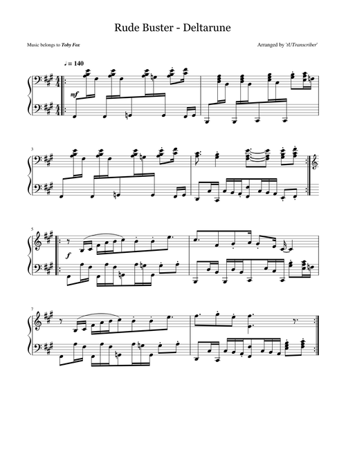 Rude Buster - Deltarune (PIANO SOLO)