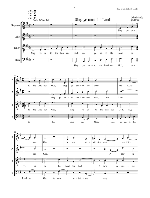 Sing ye unto the Lord our God - John Mundy