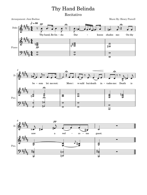 Dido's Lament – Henry Purcell Dido's Lament Thy Hand Belinda Recitative (Recitativo) – Henry Purcell