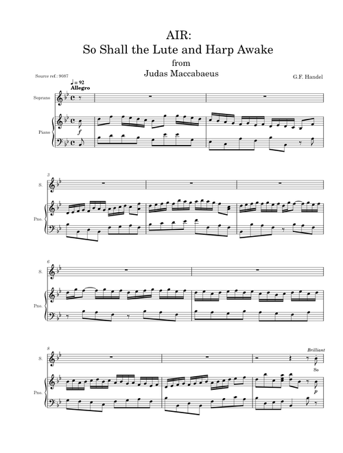 So Shall the Lute and Harp Awake - G.F. Handel