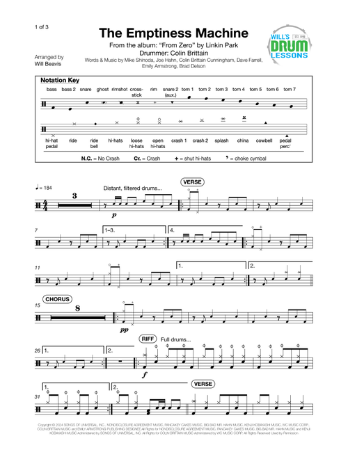 The Emptiness Machine (Arr. Will Beavis) - Linkin Park (Drums)