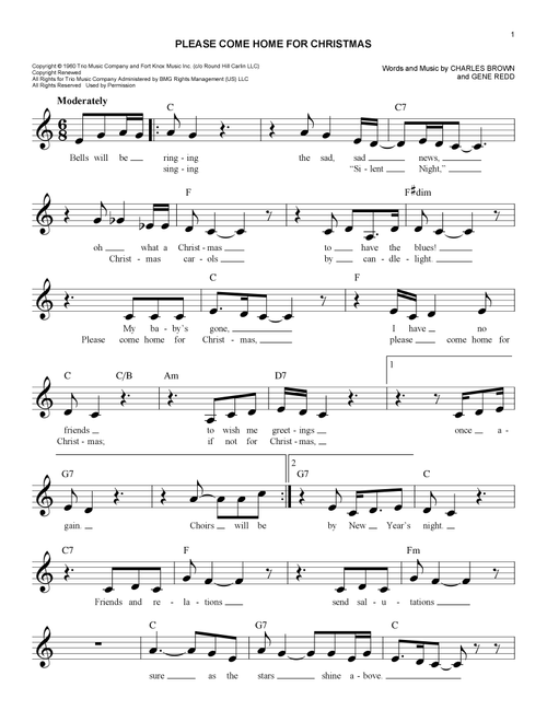Please Come Home For Christmas - Charles Brown, Gene Redd (Easy Lead Sheet - Fake Book)
