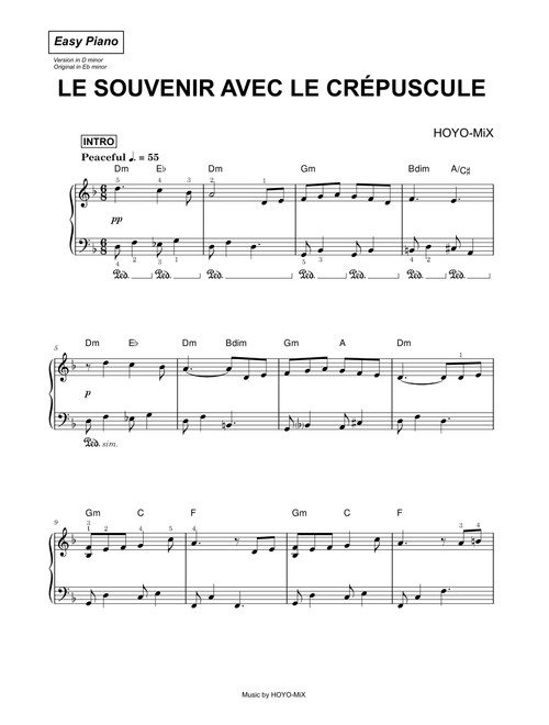 Le Souvenir avec le crépuscule (from Genshin Impact - Fountain of Belleau) - HOYO-MiX (Easy Piano)
