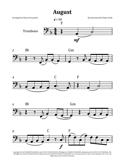 August (Arr. Glauco Fernandes) - Taylor Swift (Trombone Solo)