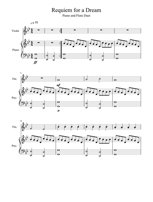 Requiem for a dream (For Violin and Piano) (NOW WITH LIVE AUDIO)