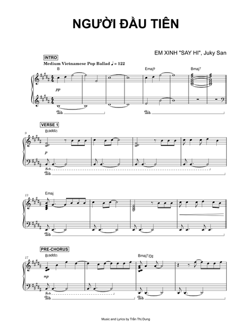 NGƯỜI ĐẦU TIÊN - EM XINH "SAY HI", Juky San (Piano)