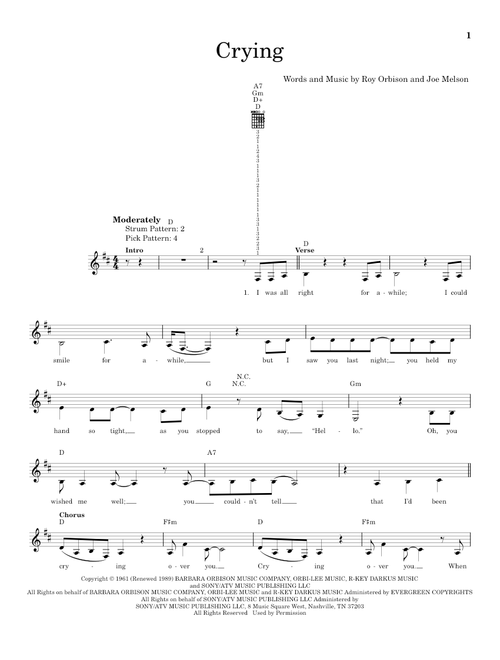 Crying - Roy Orbison, Don McLean (Easy Guitar)