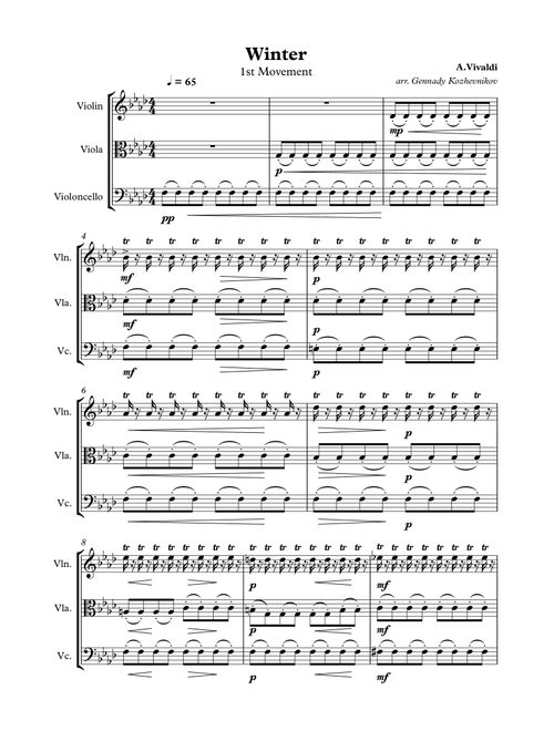 A. Vivaldi, Winter, 1st movement (Arr. Gennady V. Kozhevnikov) (String Ensemble)