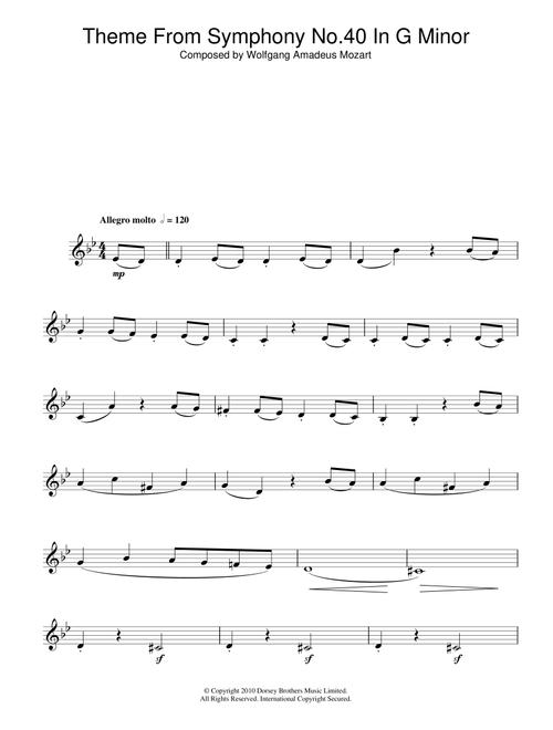 Symphony No. 40 (Theme) - Wolfgang Amadeus Mozart (Alto Sax Solo)