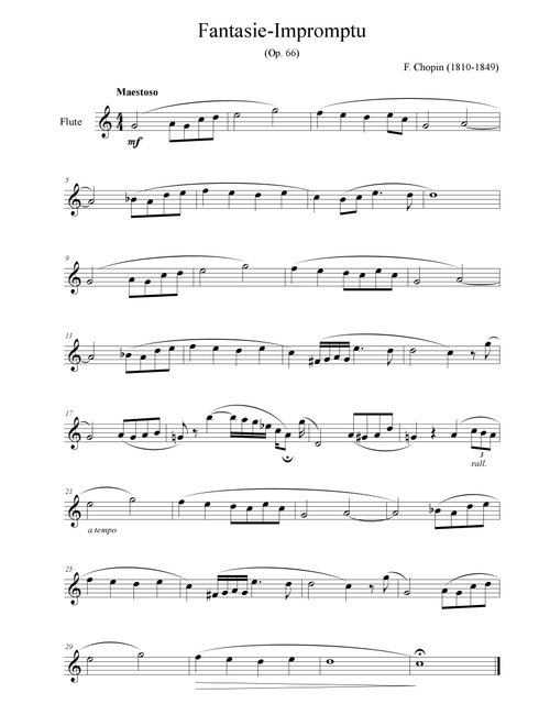 Fantaisie-Impromptu (Op. 66) - for flute solo (Arr. Passoni Music) - Fréderic Chopin (1810-1849) (Flute Solo)