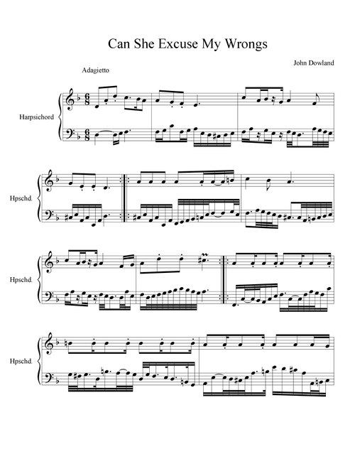 Can She Excuse My Wrongs (Arr. Mike Raymond) - John Dowland (Instrumental Solo)