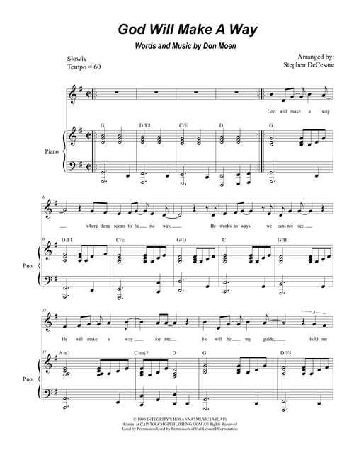 God Will Make A Way (Arr. Stephen DeCesare) - Don Moen (Choral, Unison)