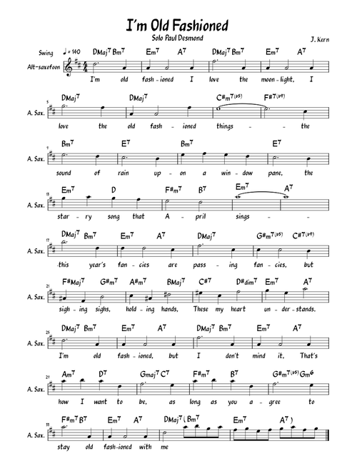 I'm Old Fashioned – solo Paul Desmond