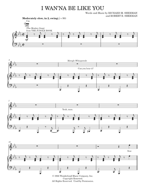 I Wan'na Be Like You (The Monkey Song) (from The Jungle Book) - Julie Andrews, Sherman Brothers (Piano-Vocal-Guitar)