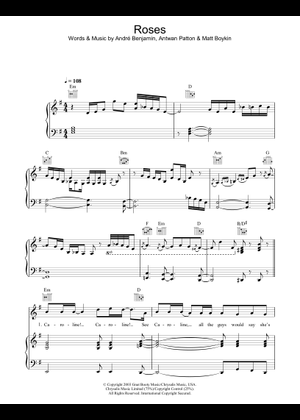 Play Official version of Roses Sheet Music by OutKast for Piano, Vocals ...