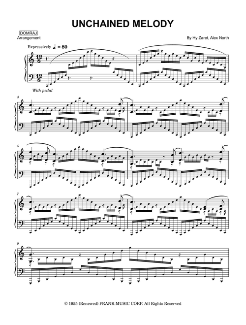 Unchained Melody (Arr. DOMRAJ) - The Righteous Brothers (Piano Solo)