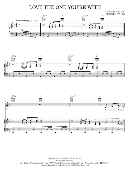 Love The One You're With - Crosby, Stills & Nash, The Isley Brothers (Piano-Vocal-Guitar)