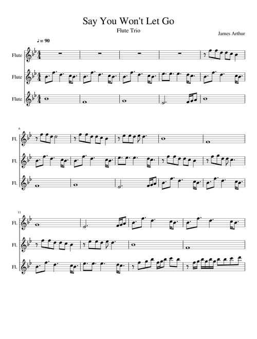 Say You Wont Let Go Flute Trio